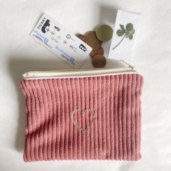 Porte-monnaie - velours rose